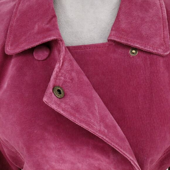 Outer Edge Jacket Womens Large Pink Suede Leather Double Breasted Lined Moto - Picture 14 of 15